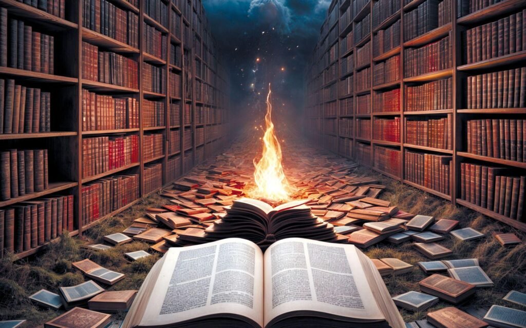 livros proibidos em uma biblioteca